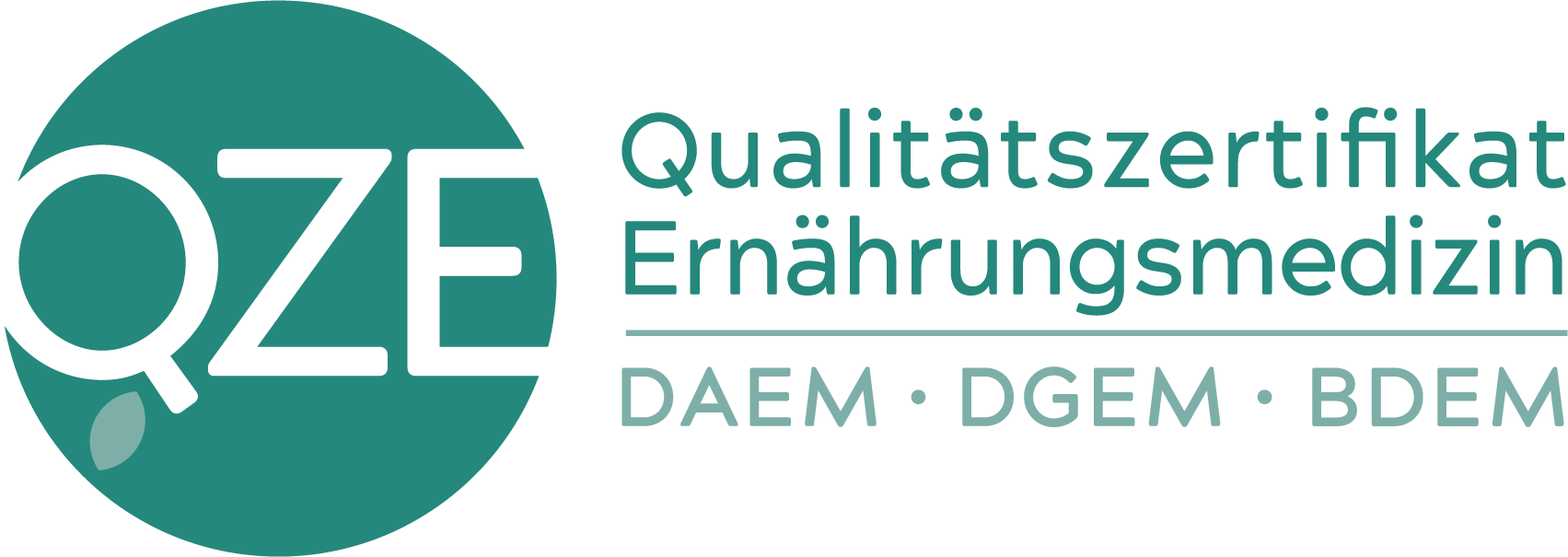 Logo des QZE Qualitätszertifikats Ernährungsmedizin